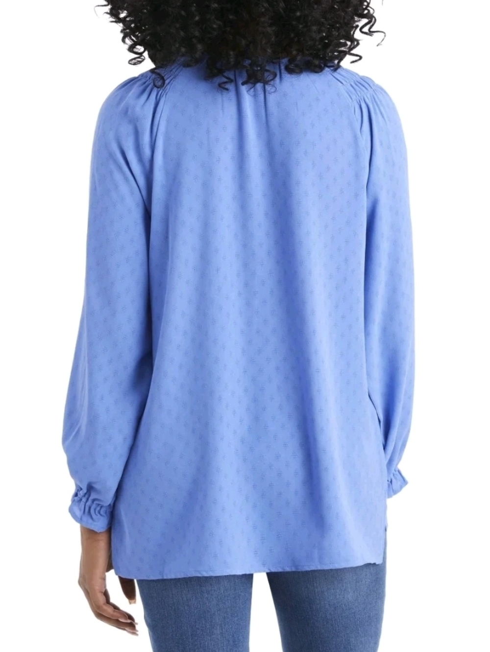 Women's Jessica Simpson Textured Blouse with Blouson Sleeves Blue Size L NWT - Picture 3 of 10